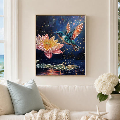 Night Pond Hummingbird pearl painting – image 3