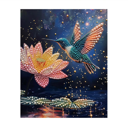 Night Pond Hummingbird pearl painting – image 11