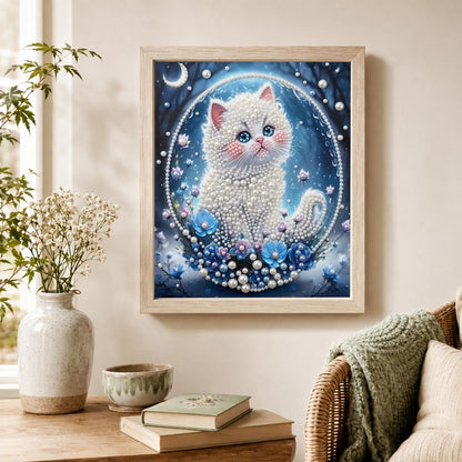 Kitten in a Moonlit Bubble pearl painting – image 4