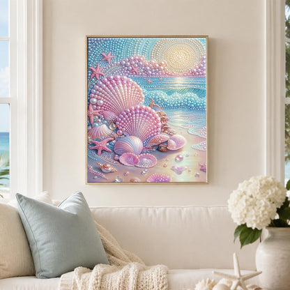Pastel Shells at Sunrise pearl painting – image 3