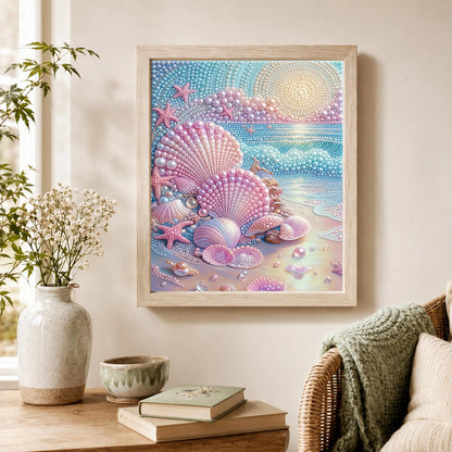 Pastel Shells at Sunrise pearl painting – image 4