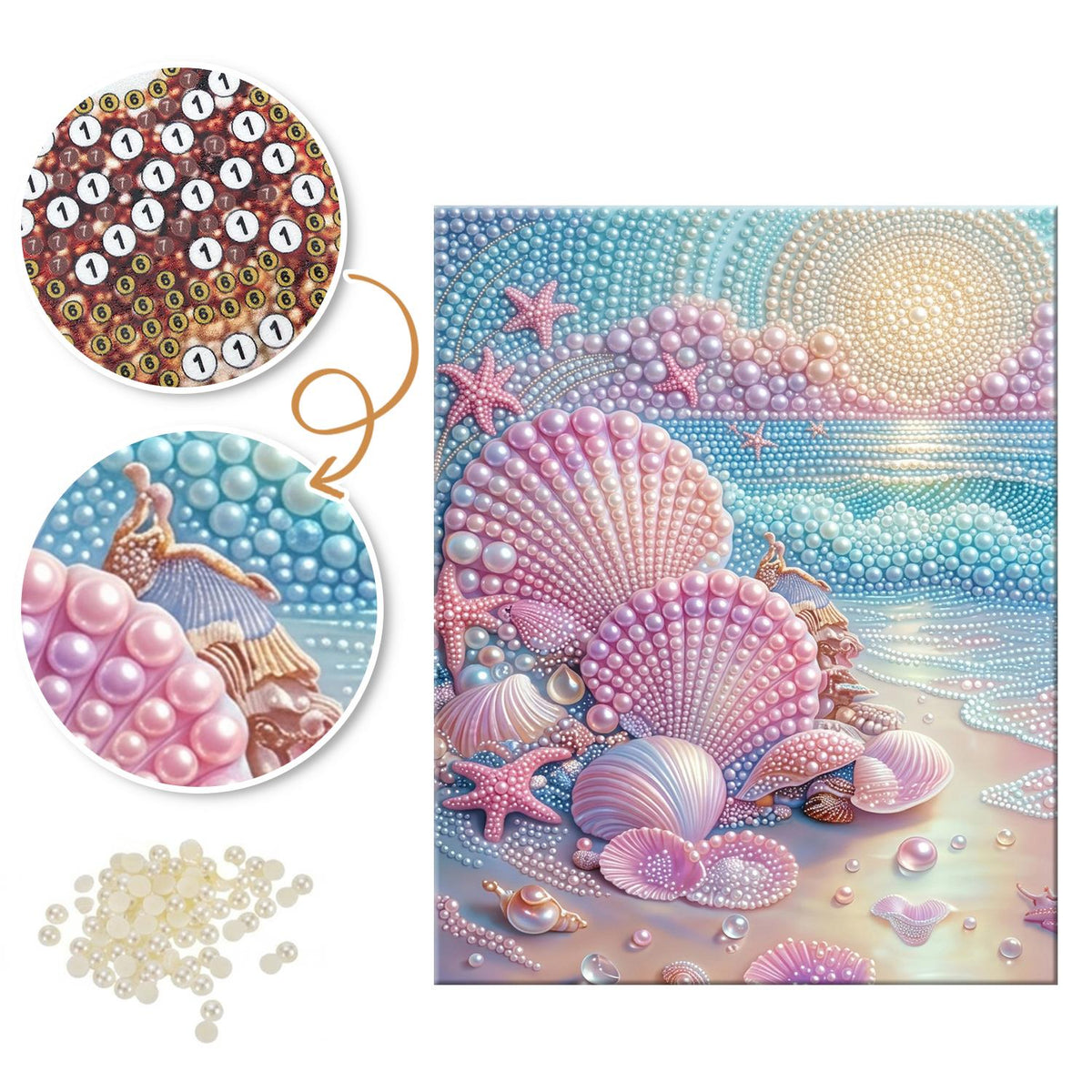 Pastel Shells at Sunrise pearl painting – image 6
