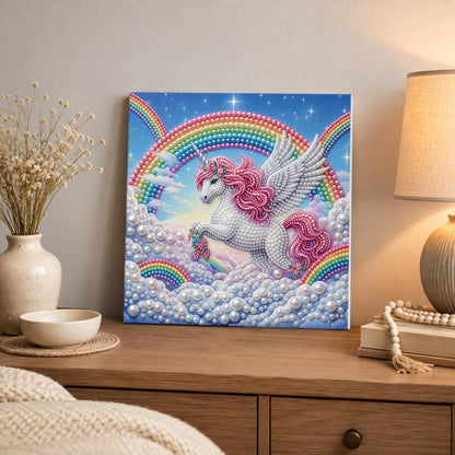 Winged Unicorn Leaping the Clouds pearl painting – image 3