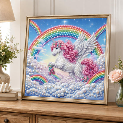Winged Unicorn Leaping the Clouds pearl painting – image 5