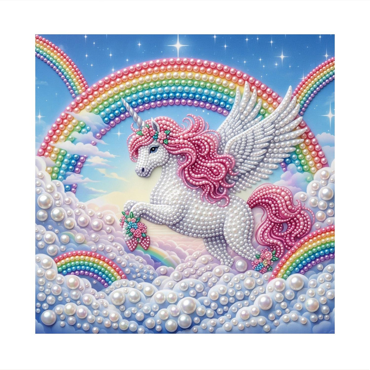 Winged Unicorn Leaping the Clouds pearl painting – image 11