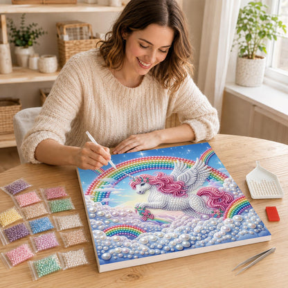 Winged Unicorn Leaping the Clouds pearl painting – image 16