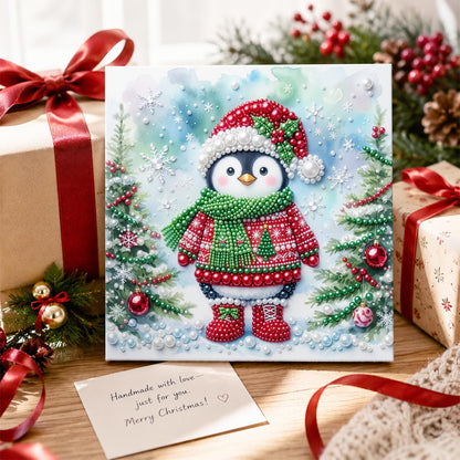 Penguin in a Christmas Jumper pearl painting – image 2