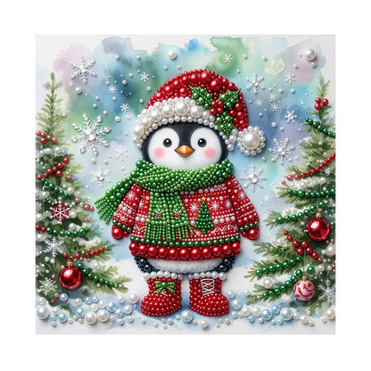 Penguin in a Christmas Jumper pearl painting – image 11
