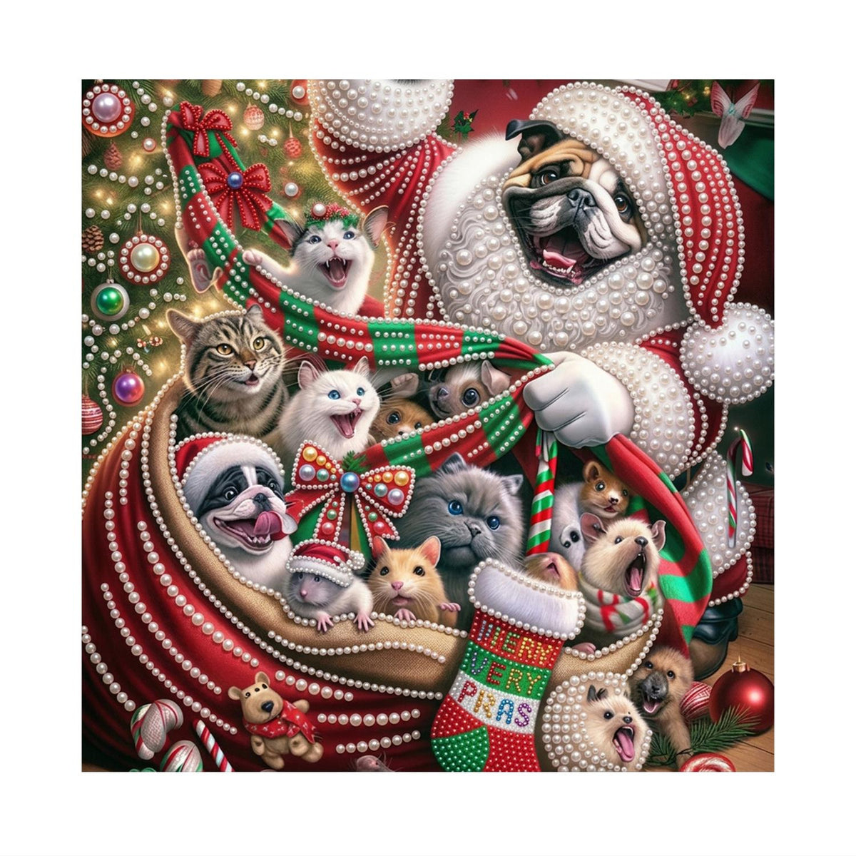 Santa Sack Brimming with Pets pearl painting – image 11