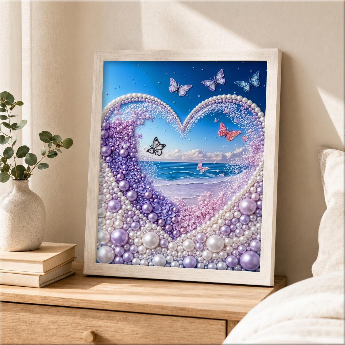 Lilac Heart Window to the Sea pearl painting – image 2