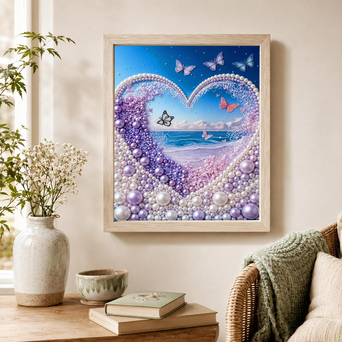 Lilac Heart Window to the Sea pearl painting – image 4