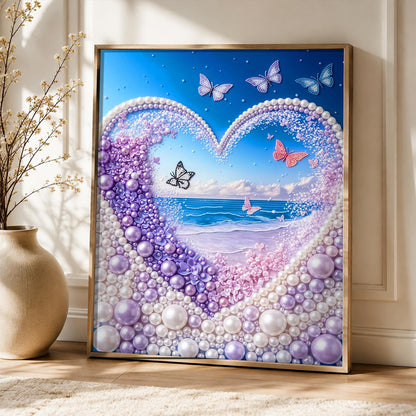 Lilac Heart Window to the Sea pearl painting – image 5