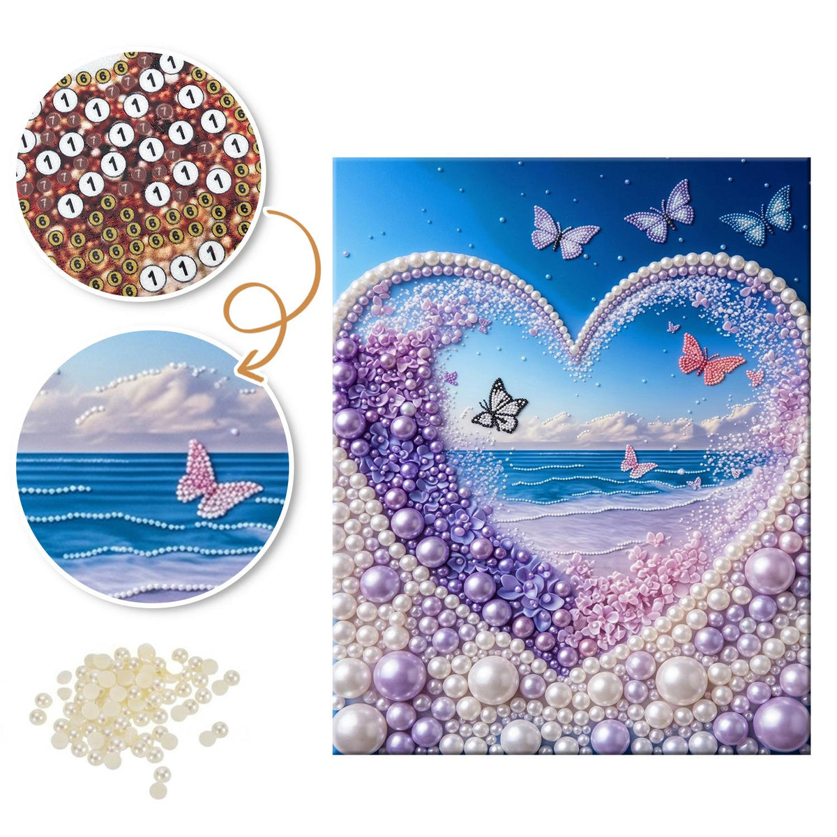 Lilac Heart Window to the Sea pearl painting – image 6