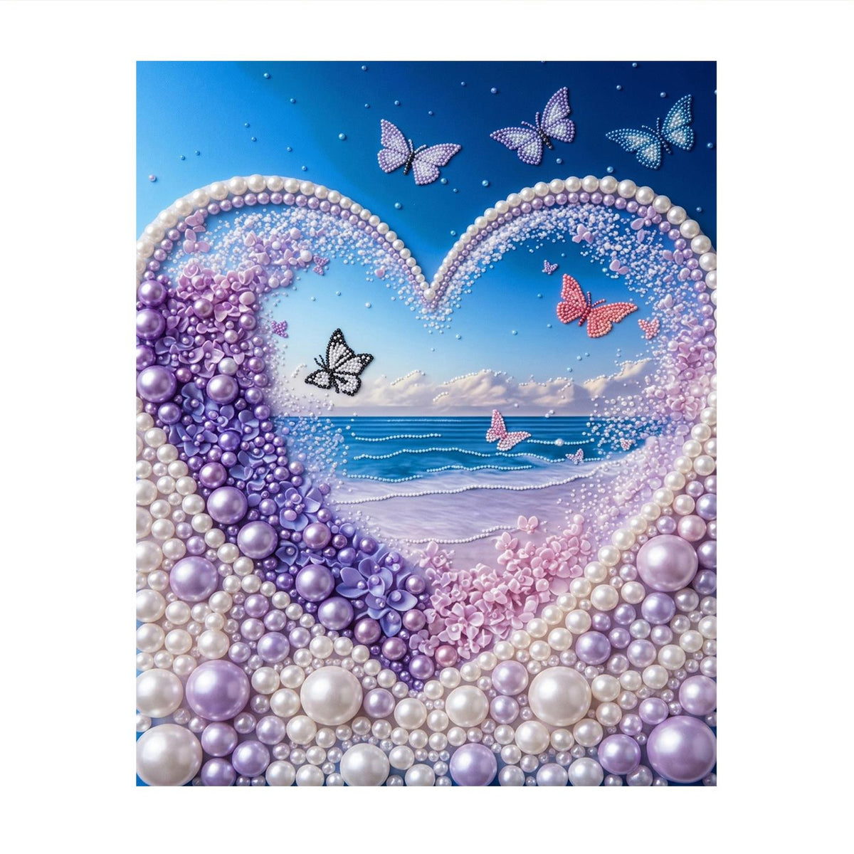 Lilac Heart Window to the Sea pearl painting – image 11