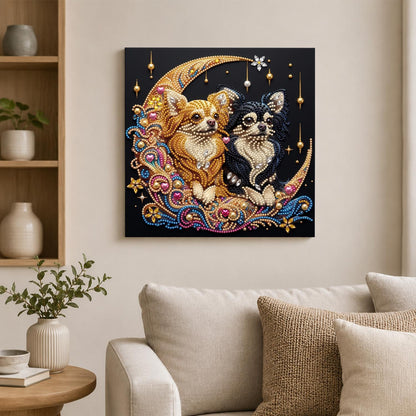 Chihuahua Pair on a Golden Moon pearl painting – image 2