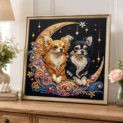 Chihuahua Pair on a Golden Moon pearl painting – image 5
