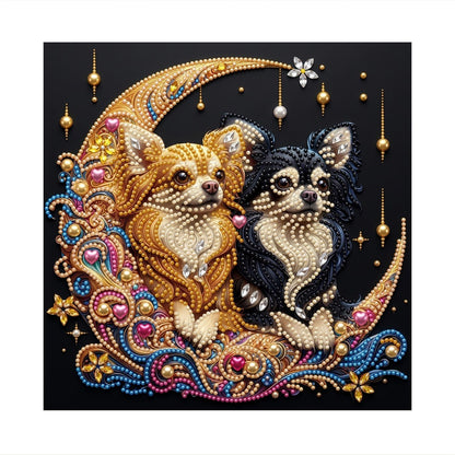 Chihuahua Pair on a Golden Moon pearl painting – image 11