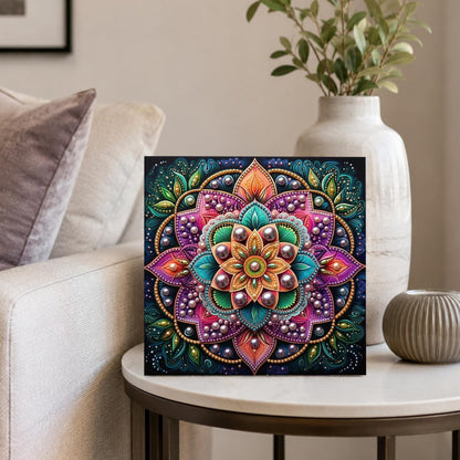 Pink Lotus Mandala on Black pearl painting – image 4