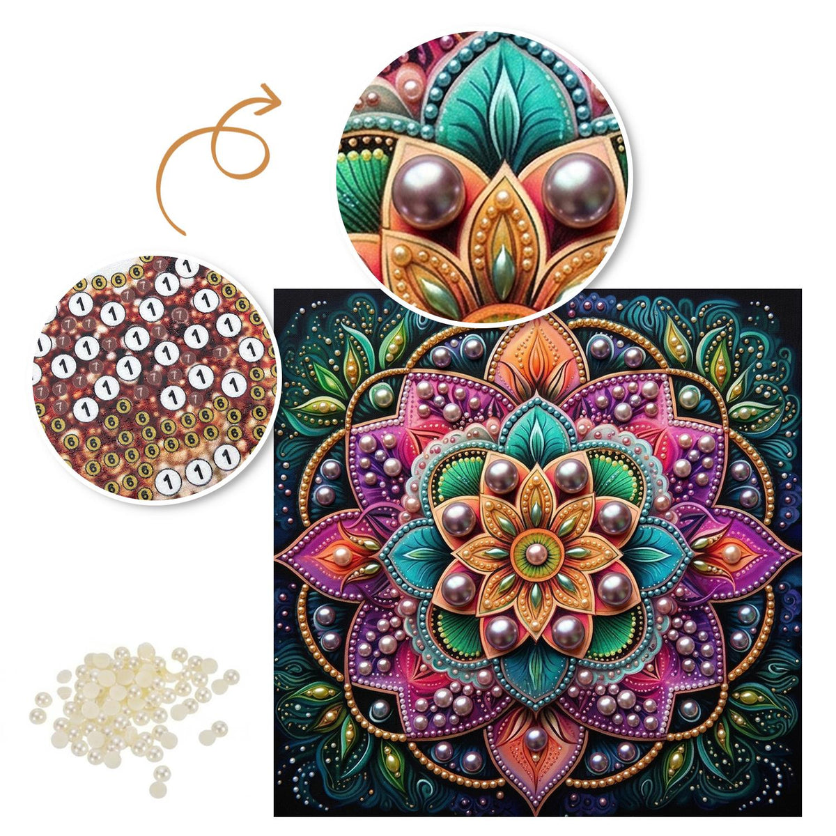 Pink Lotus Mandala on Black pearl painting – image 6