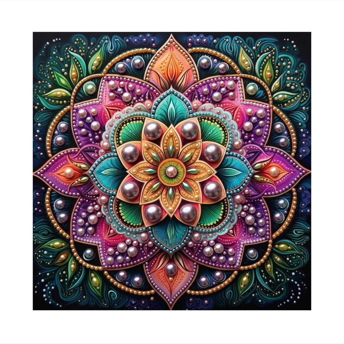 Pink Lotus Mandala on Black pearl painting – image 11