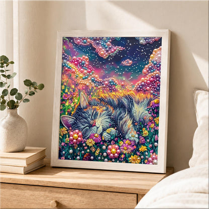 Tabby Napping in a Flower Field pearl painting – image 2