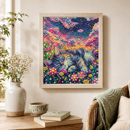 Tabby Napping in a Flower Field pearl painting – image 4