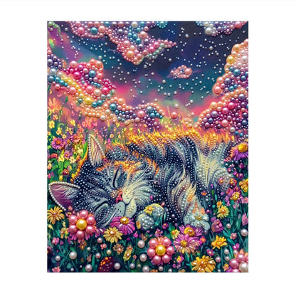 Tabby Napping in a Flower Field pearl painting – image 11