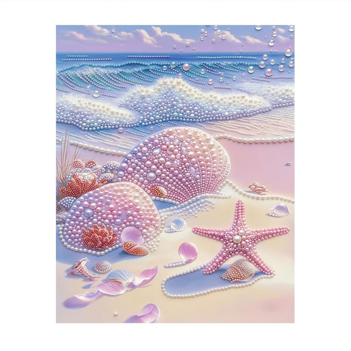 Seafoam Wave and Pink Shells pearl painting – image 11