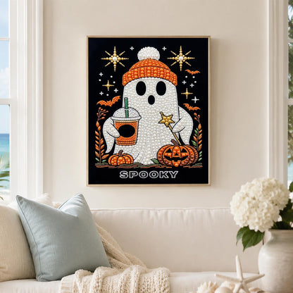 Iced Coffee Ghost in a Beanie pearl painting – image 3