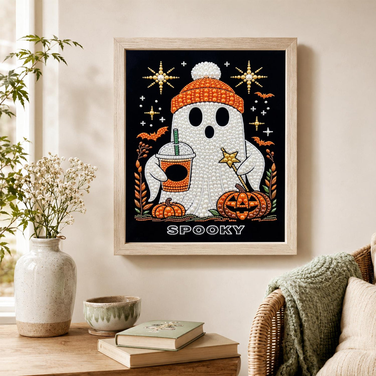Iced Coffee Ghost in a Beanie pearl painting – image 4