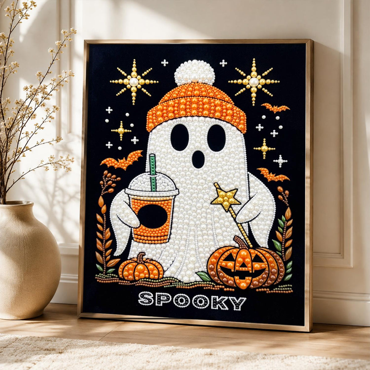 Iced Coffee Ghost in a Beanie pearl painting – image 5