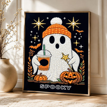 Iced Coffee Ghost in a Beanie pearl painting – image 5