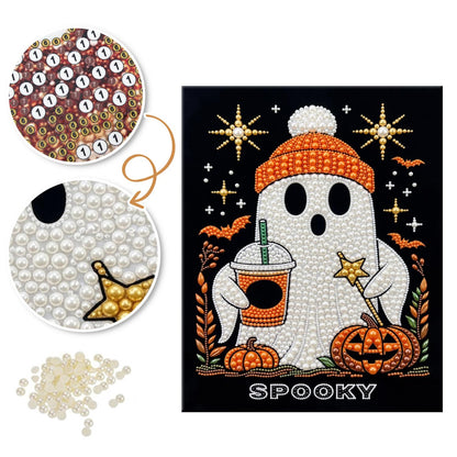 Iced Coffee Ghost in a Beanie pearl painting – image 6