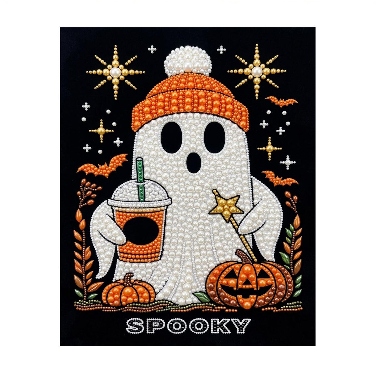 Iced Coffee Ghost in a Beanie pearl painting – image 11