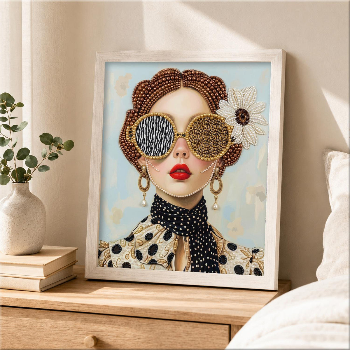 Polka Dot Scarf and Safari Shades pearl painting – image 2