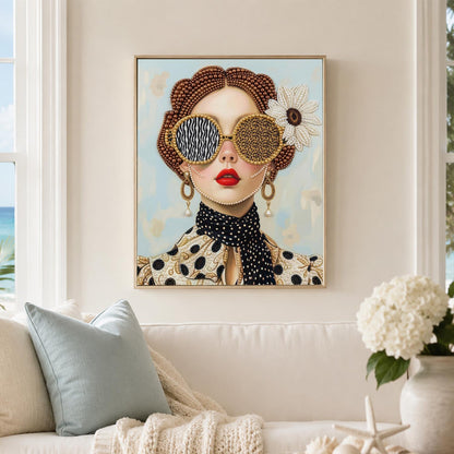 Polka Dot Scarf and Safari Shades pearl painting – image 3
