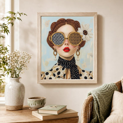Polka Dot Scarf and Safari Shades pearl painting – image 4