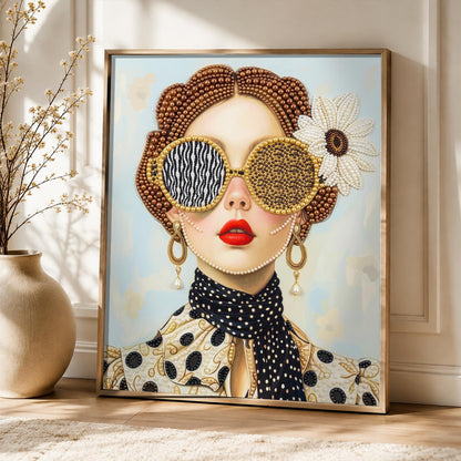Polka Dot Scarf and Safari Shades pearl painting – image 5