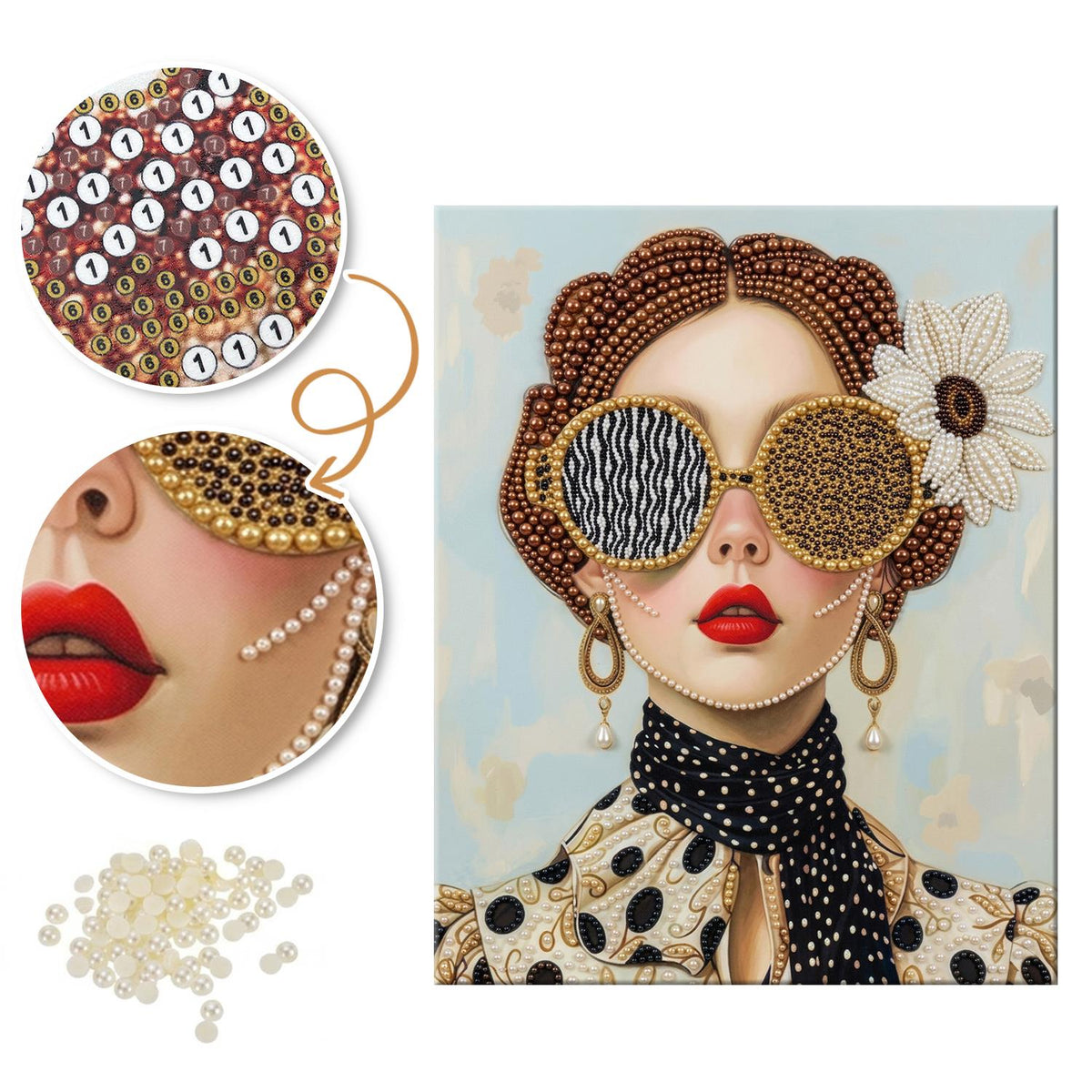 Polka Dot Scarf and Safari Shades pearl painting – image 6