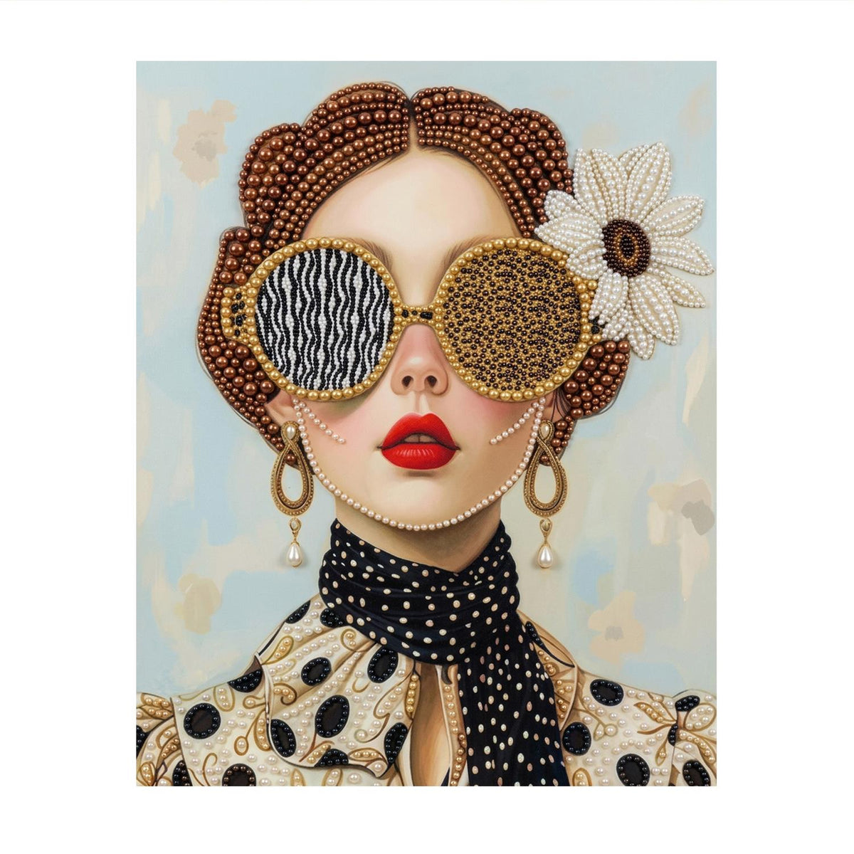 Polka Dot Scarf and Safari Shades pearl painting – image 11