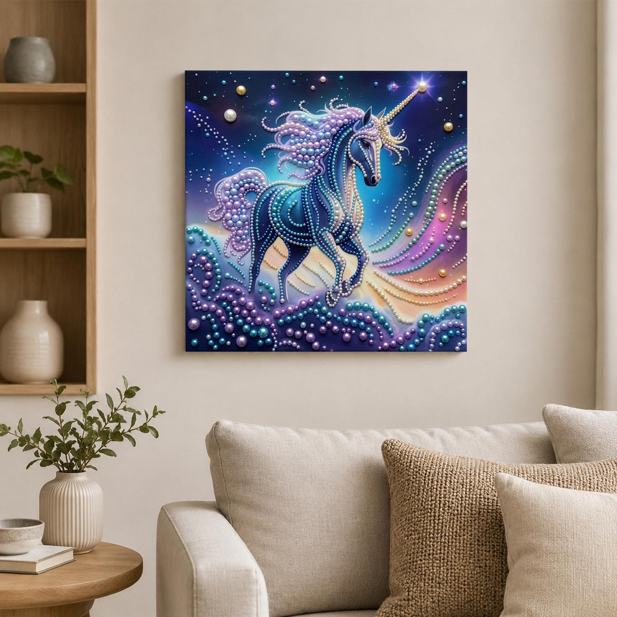 Midnight Blue Unicorn in Stardust pearl painting – image 2