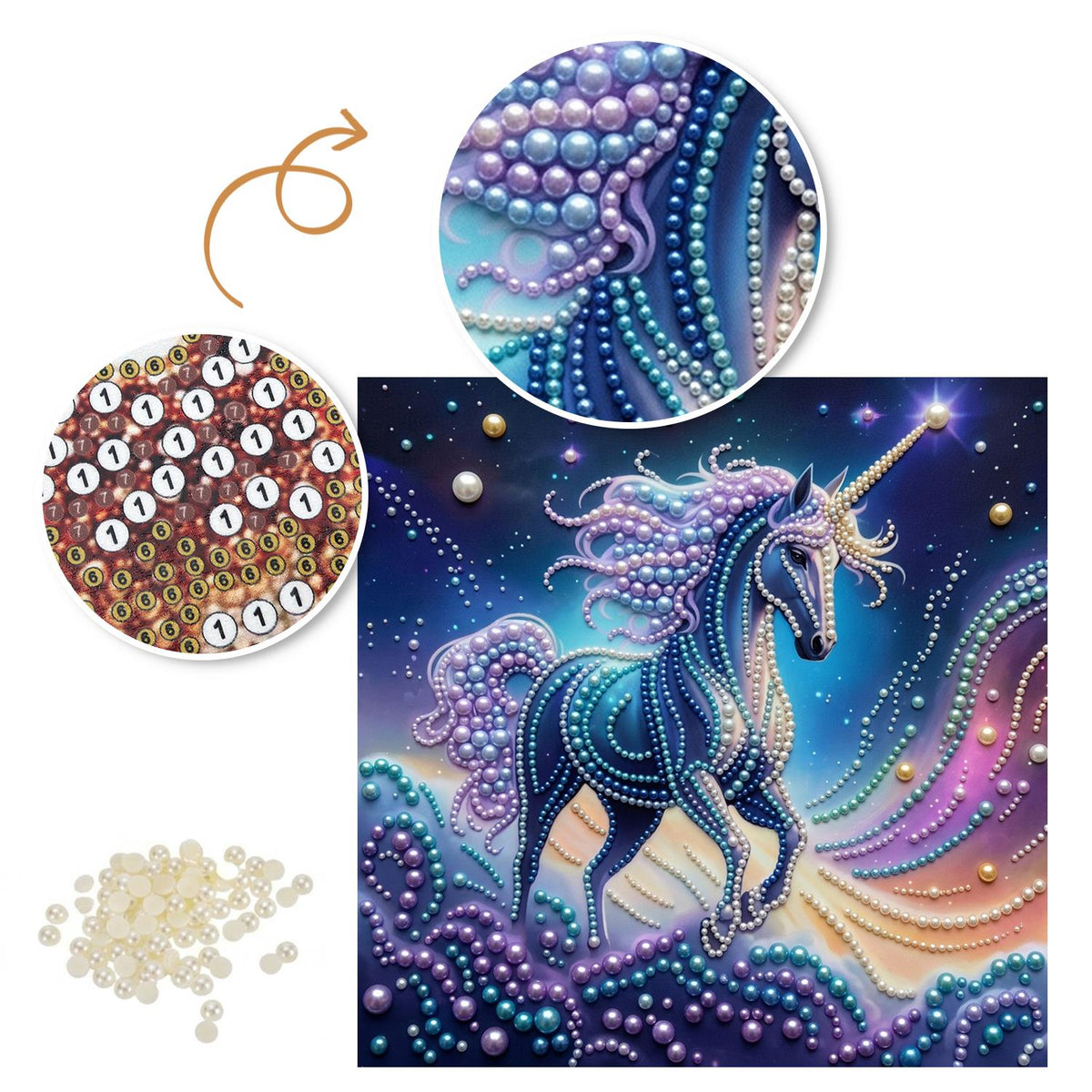 Midnight Blue Unicorn in Stardust pearl painting – image 6