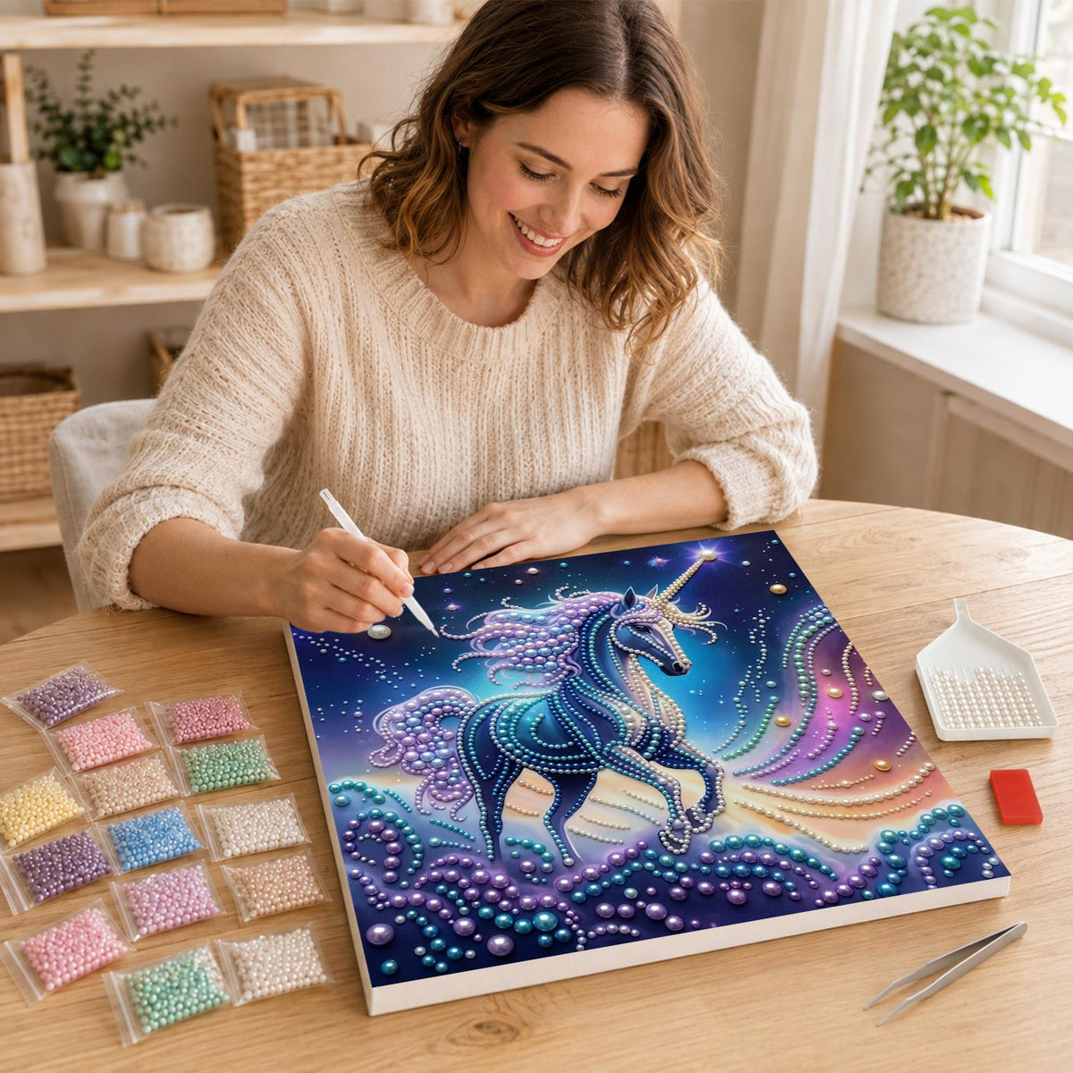 Midnight Blue Unicorn in Stardust pearl painting – image 16