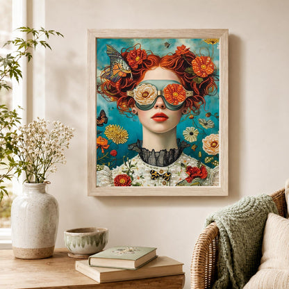 Redhead in Rose-Lens Goggles pearl painting – image 4