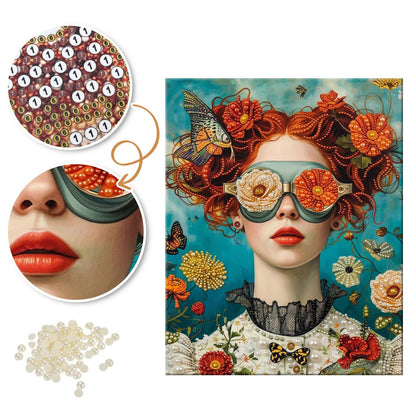 Redhead in Rose-Lens Goggles pearl painting – image 6
