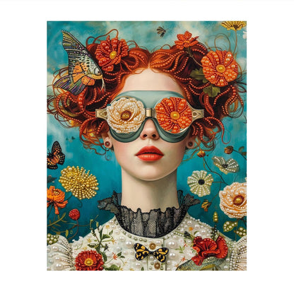 Redhead in Rose-Lens Goggles pearl painting – image 11