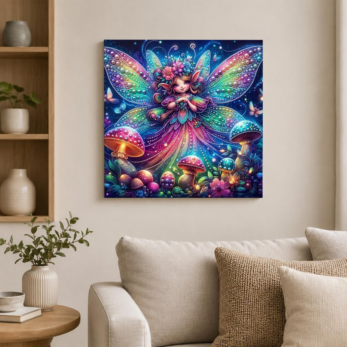 Neon-Winged Toadstool Fairy pearl painting – image 2