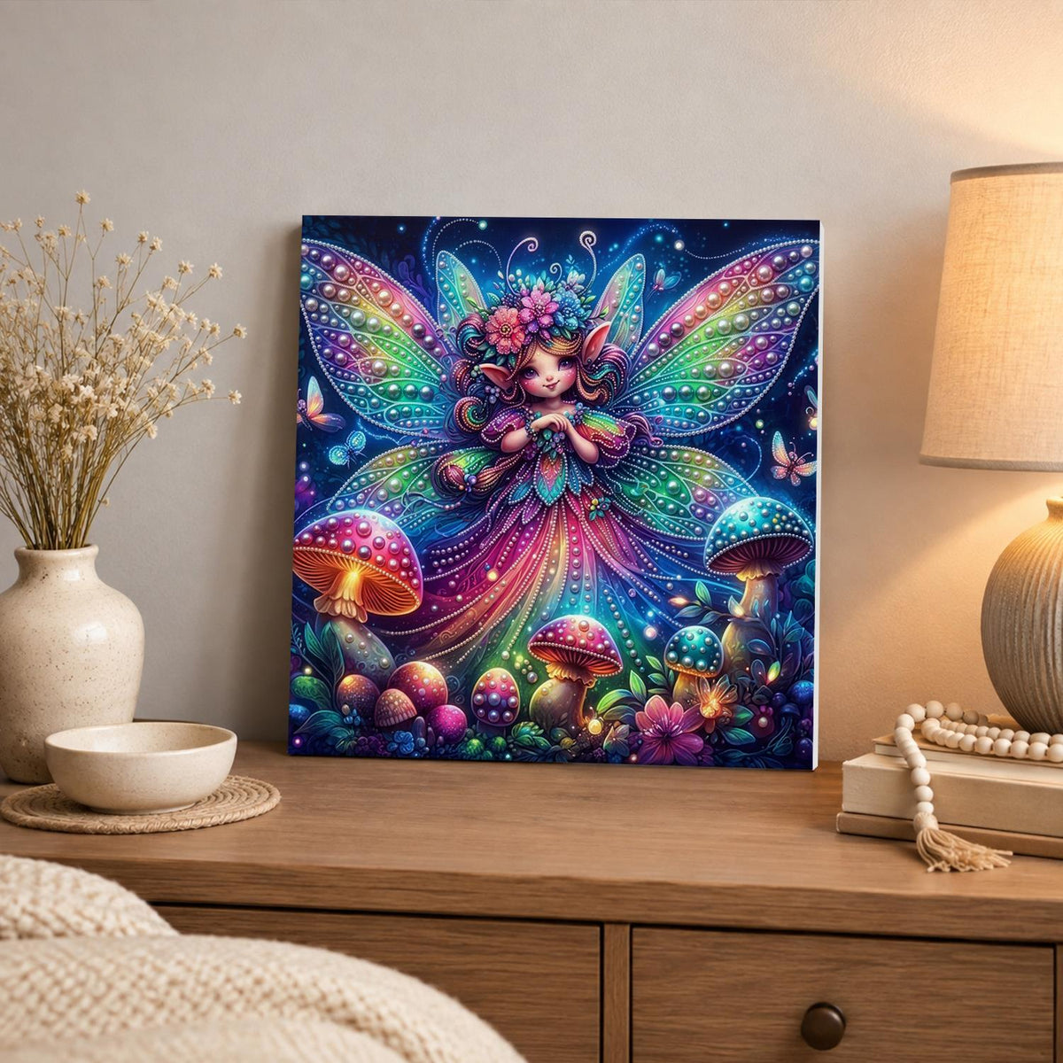 Neon-Winged Toadstool Fairy pearl painting – image 3