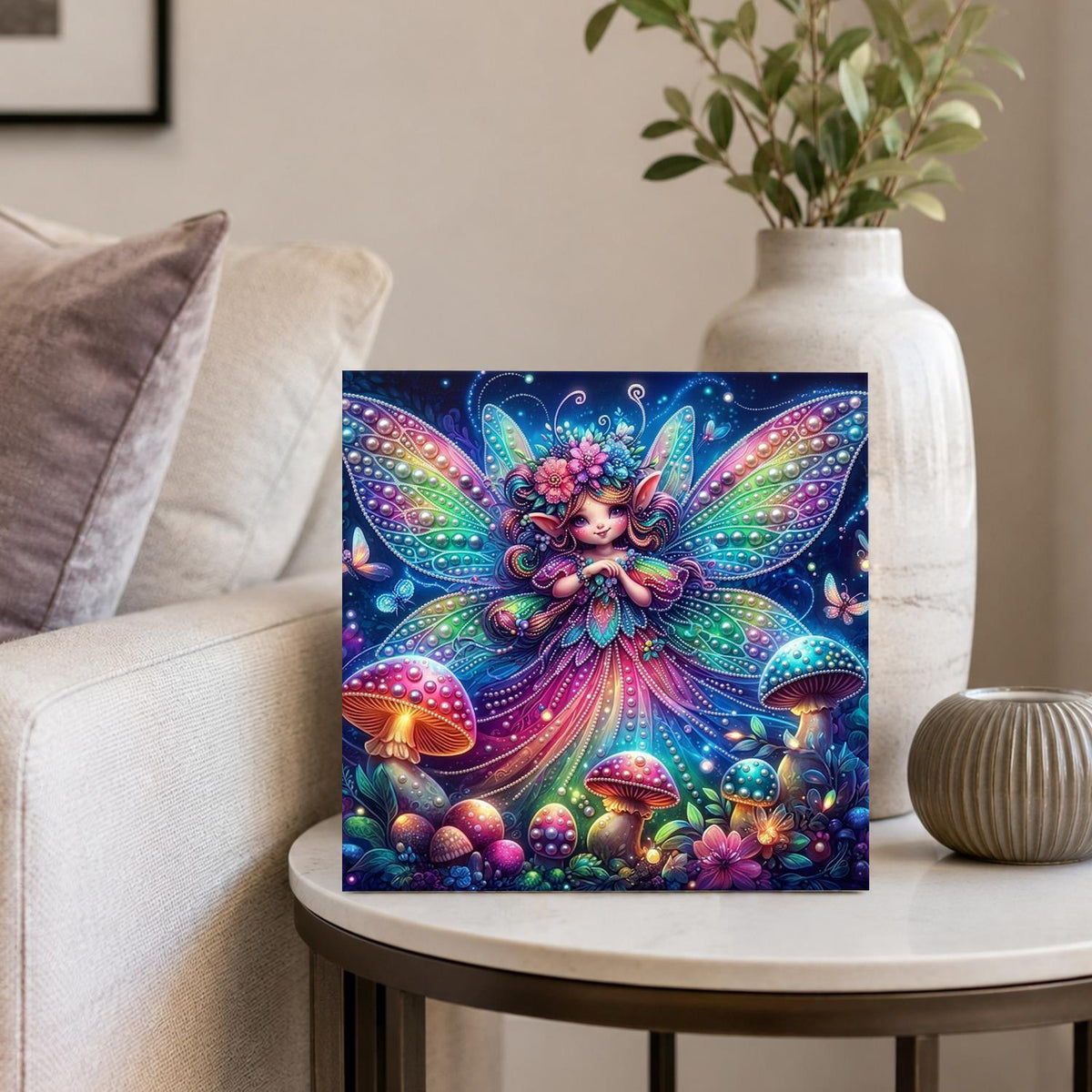 Neon-Winged Toadstool Fairy pearl painting – image 4