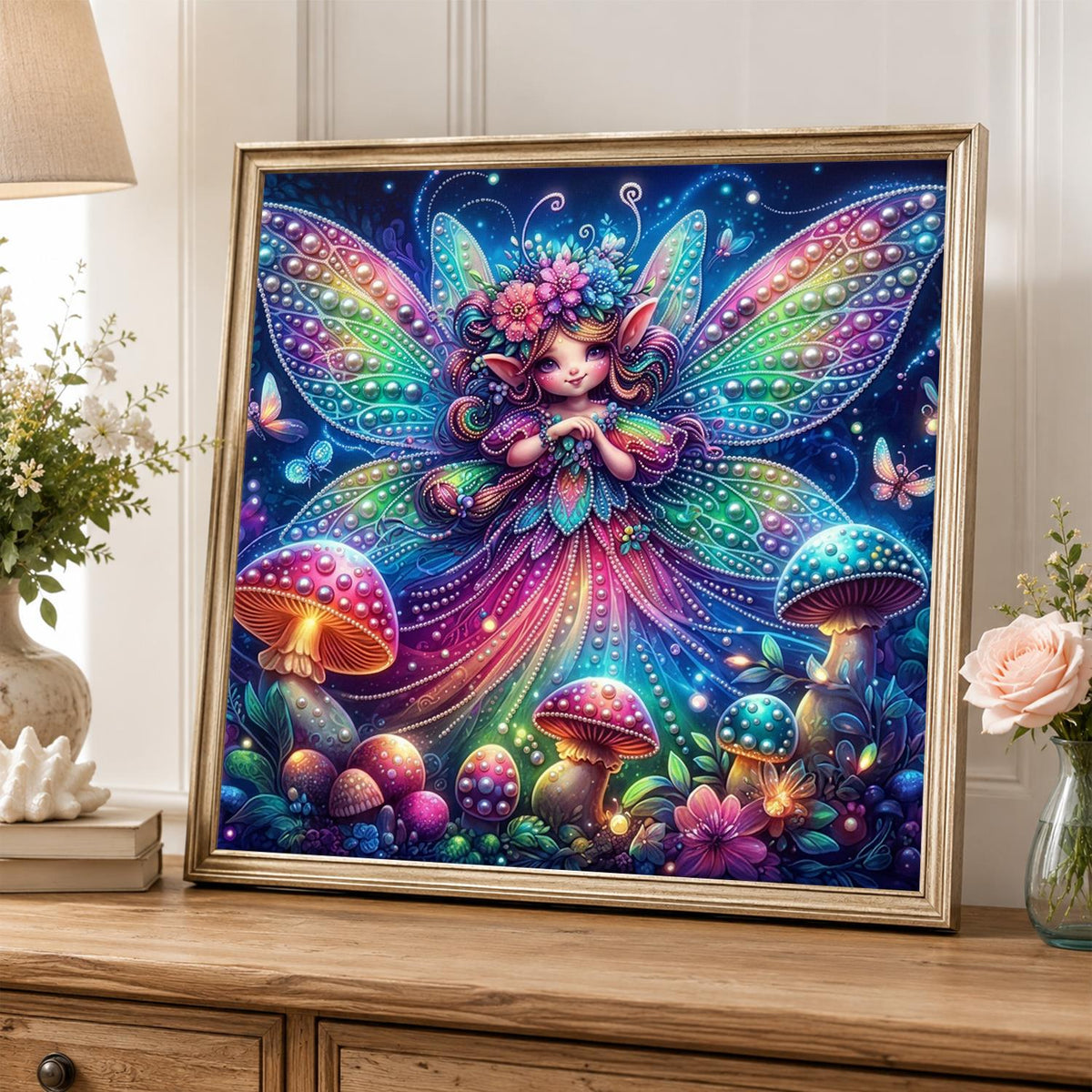 Neon-Winged Toadstool Fairy pearl painting – image 5